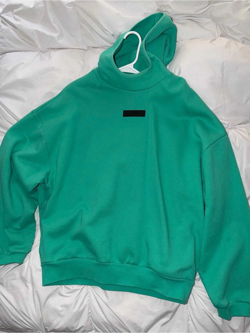 Essentials Men's Teal Green Hooded Pullover